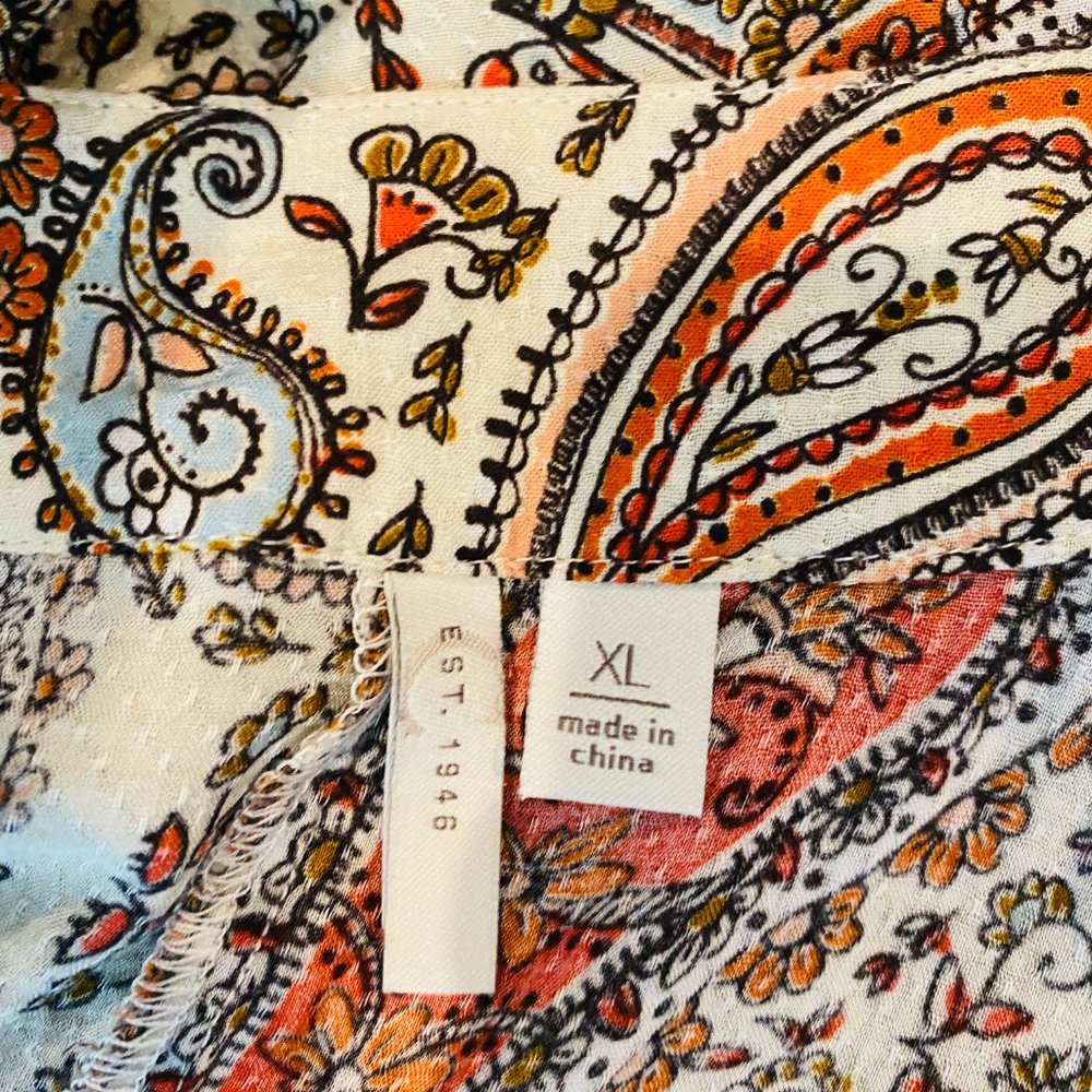 Boho Paisley Print Front Tie Beach Cover Up Top - Picture 9 of 12